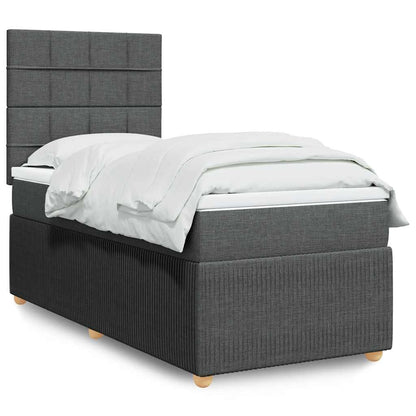 Boxspring met matras stof donkergrijs 90x200 cm