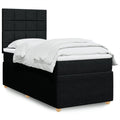 Box spring with mattress fabric black 90x200 cm