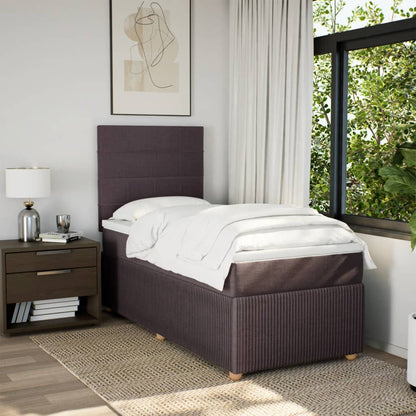 Boxspring met matras stof donkerbruin 90x200 cm