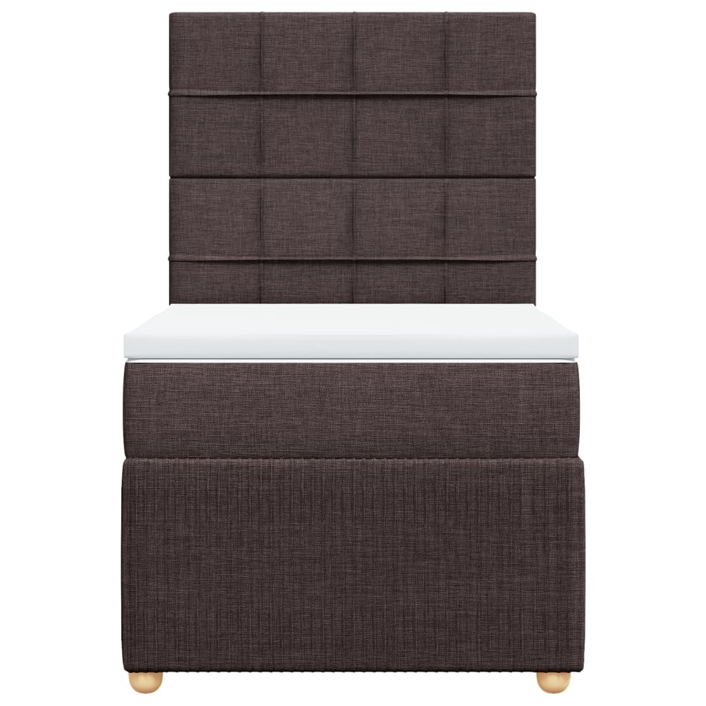Boxspring met matras stof donkerbruin 90x200 cm
