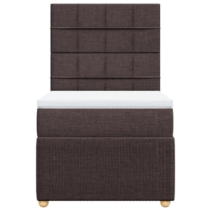 Boxspring met matras stof donkerbruin 90x200 cm