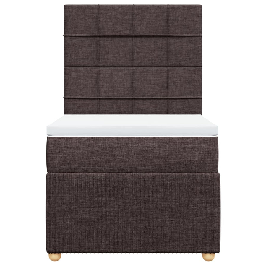 Boxspring met matras stof donkerbruin 90x200 cm