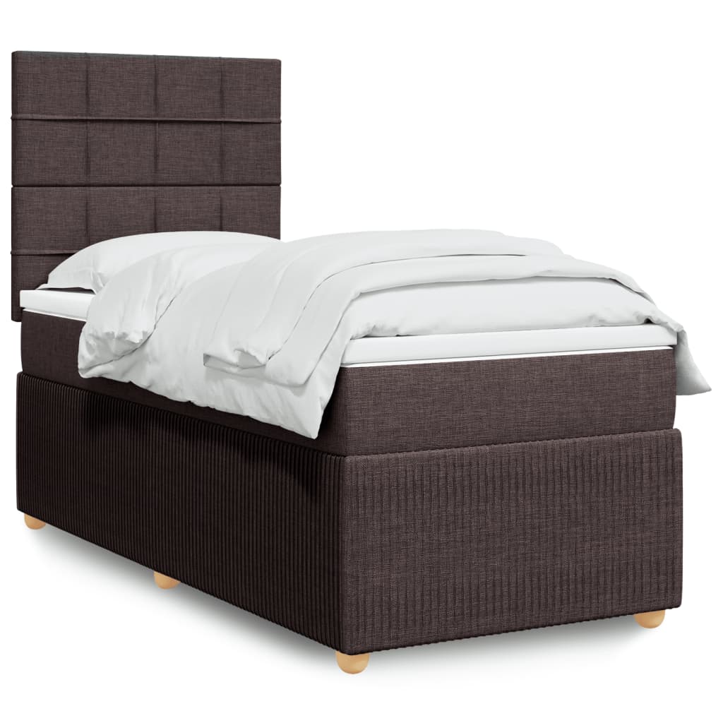 Boxspring met matras stof donkerbruin 90x200 cm