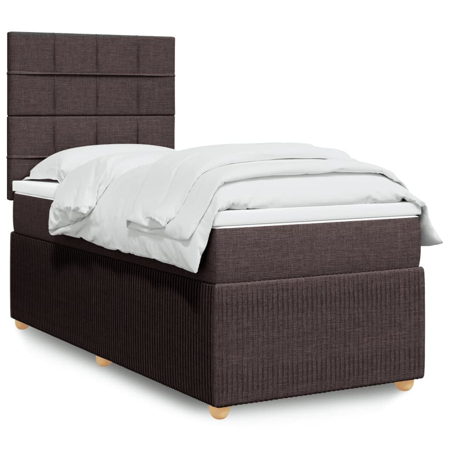 Boxspring met matras stof donkerbruin 90x200 cm