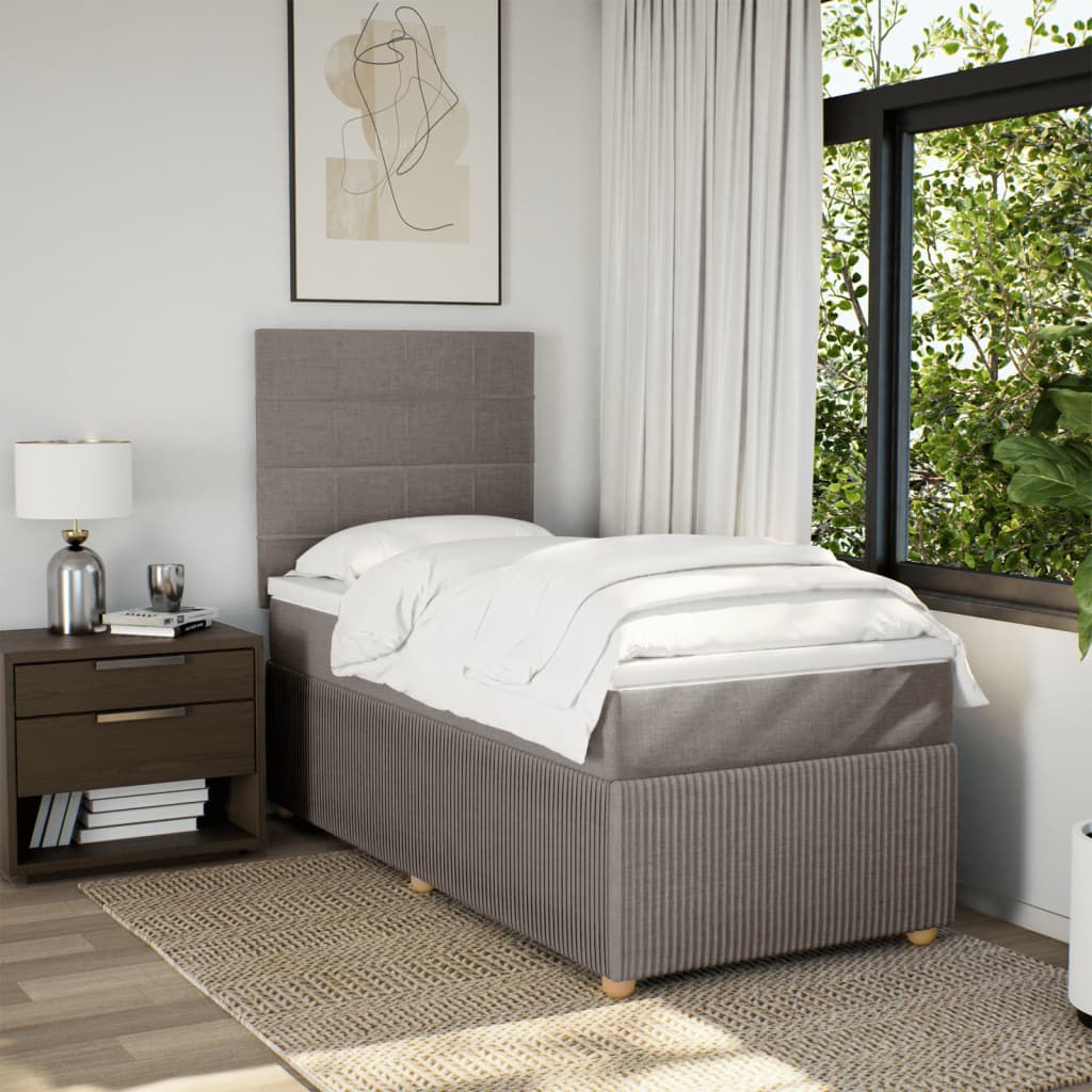 Boxspring met matras stof taupe 90x200 cm