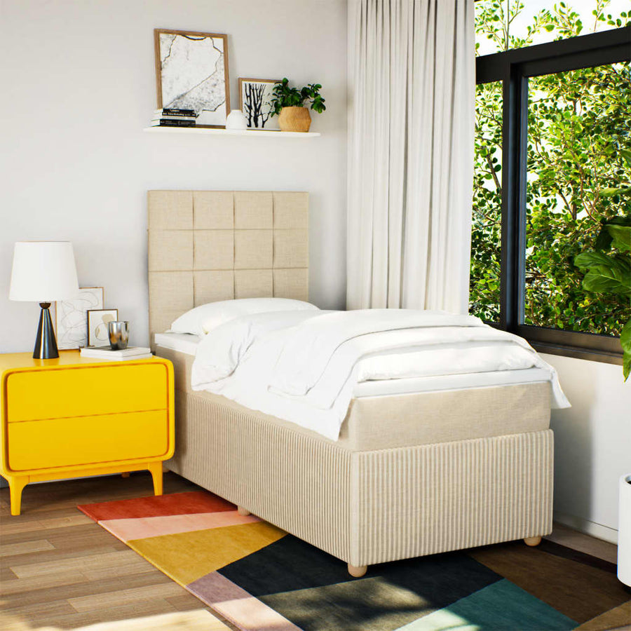 Boxspring met matras stof crèmekleurig 90x200 cm