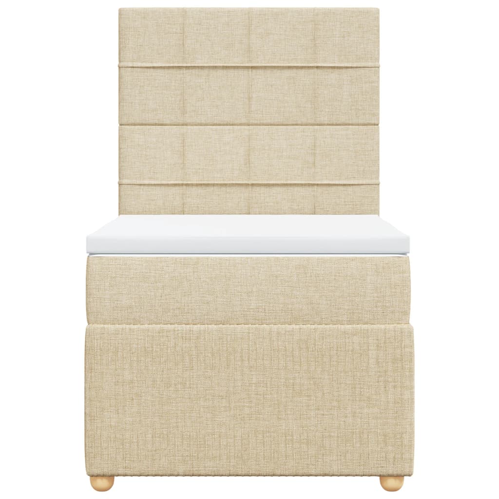 Boxspring met matras stof crèmekleurig 90x200 cm