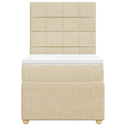 Boxspring met matras stof crèmekleurig 90x200 cm