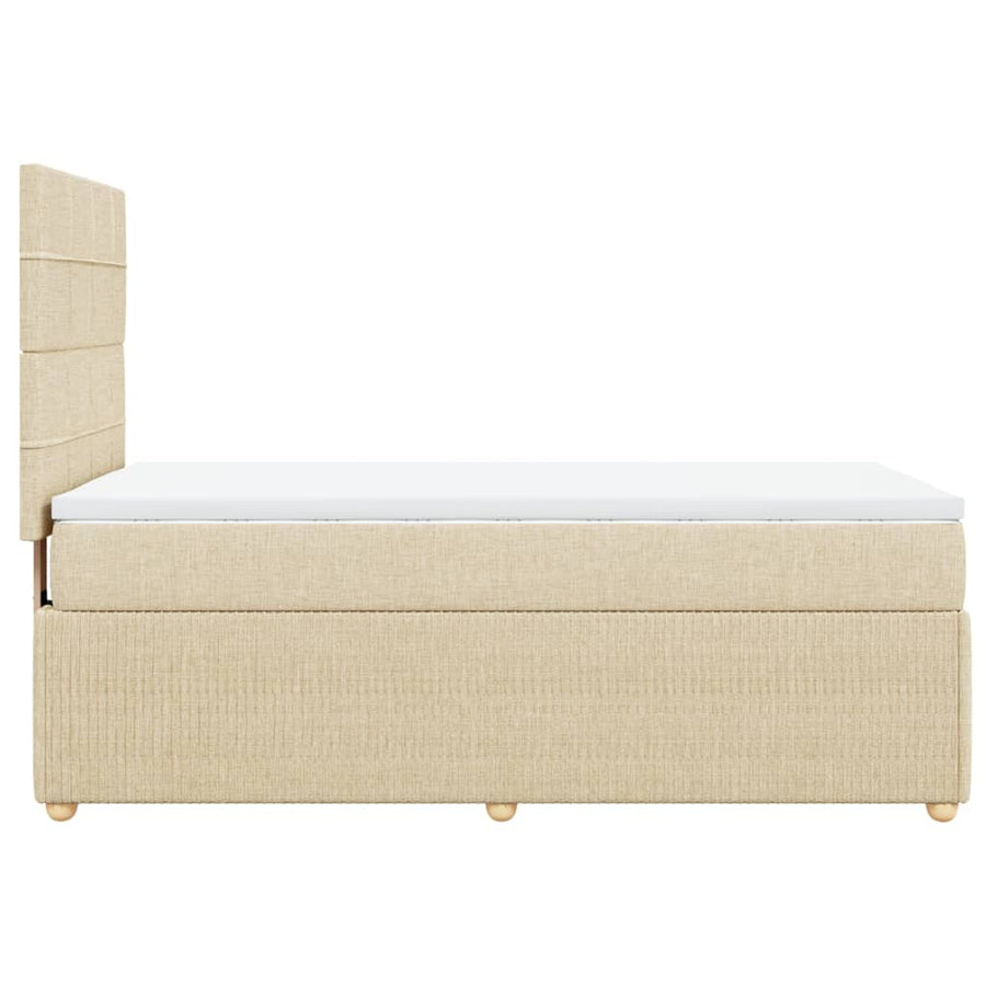 Boxspring met matras stof crèmekleurig 90x200 cm