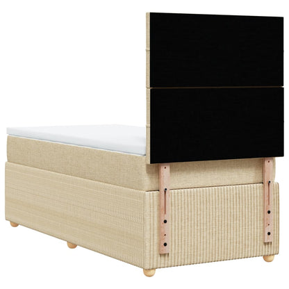 Boxspring met matras stof crèmekleurig 90x200 cm