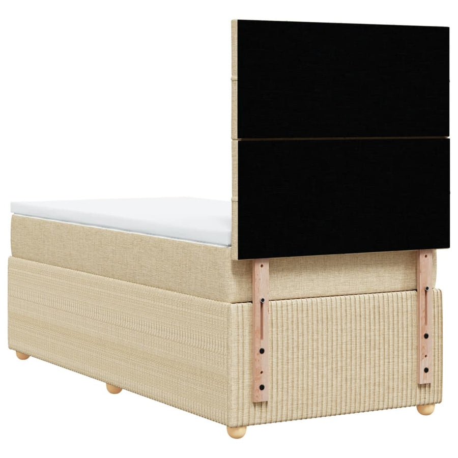 Boxspring met matras stof crèmekleurig 90x200 cm
