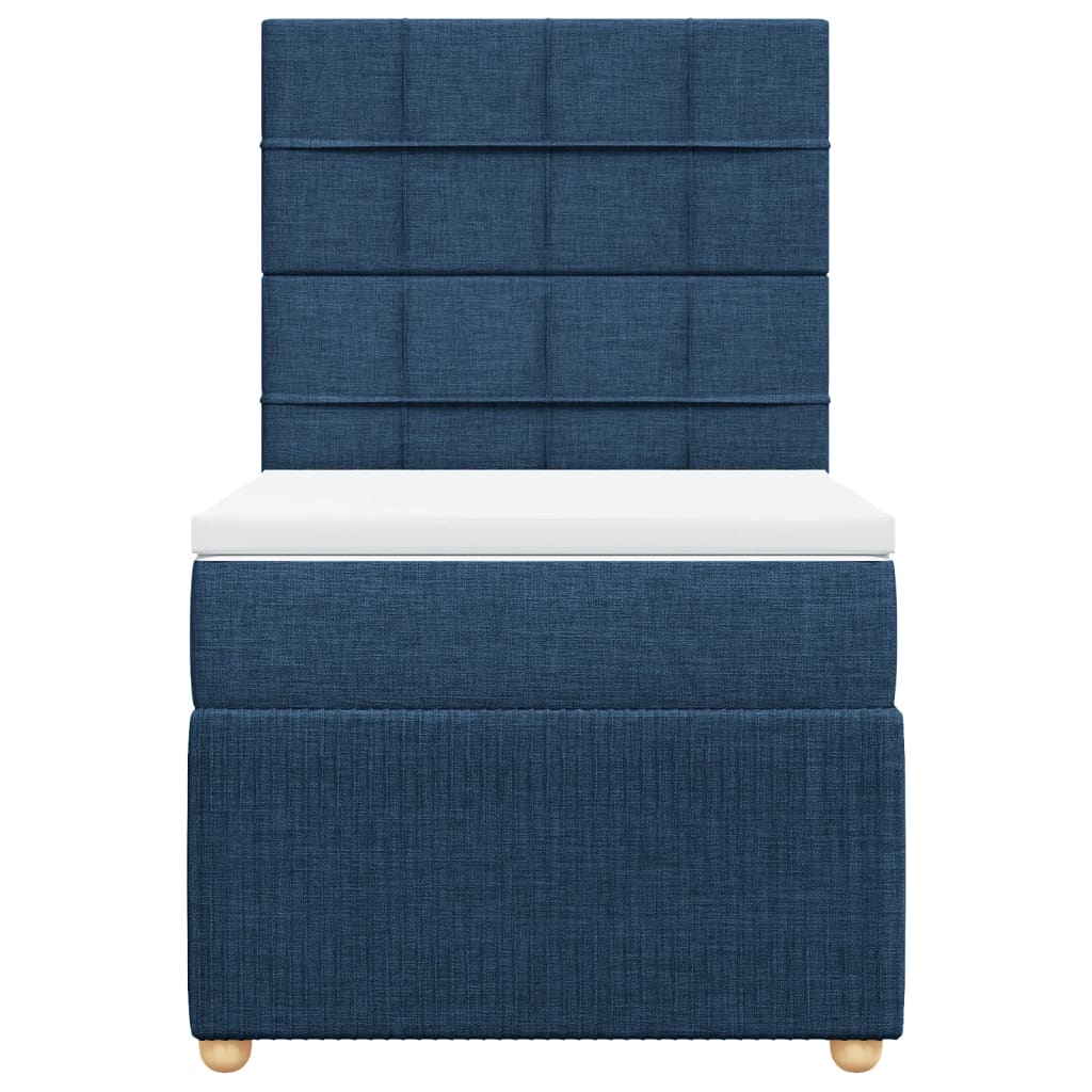 Boxspring met matras stof blauw 90x200 cm