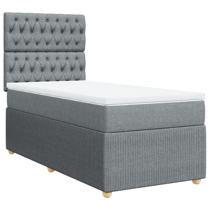 Boxspring met matras stof lichtgrijs 90x200 cm