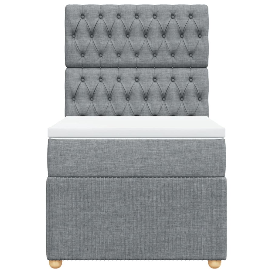 Boxspring met matras stof lichtgrijs 90x200 cm