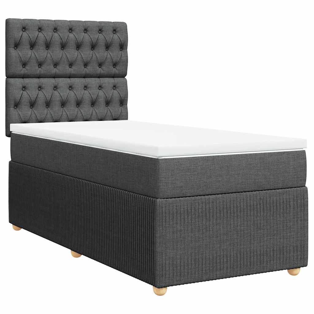 Boxspring met matras stof donkergrijs 90x200 cm