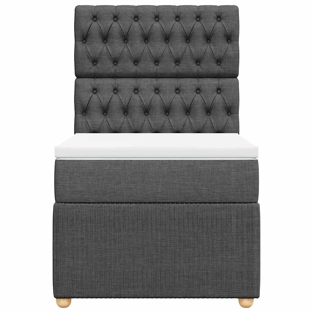Boxspring met matras stof donkergrijs 90x200 cm