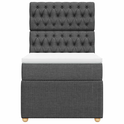 Boxspring met matras stof donkergrijs 90x200 cm