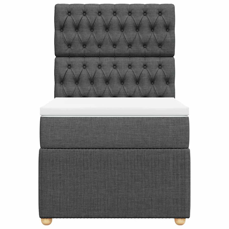 Boxspring met matras stof donkergrijs 90x200 cm