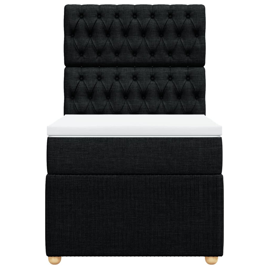 Boxspring met matras stof zwart 90x200 cm