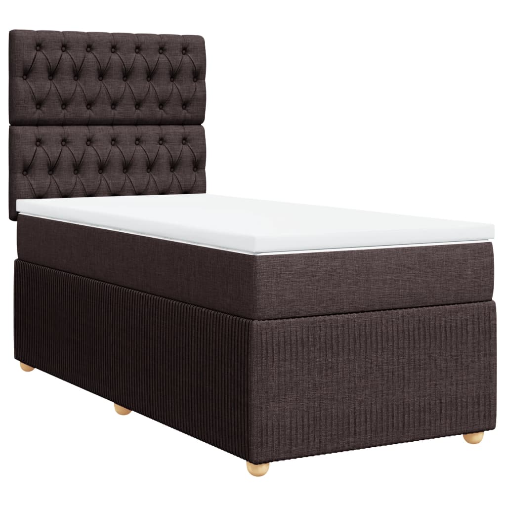 Boxspring met matras stof donkerbruin 90x200 cm