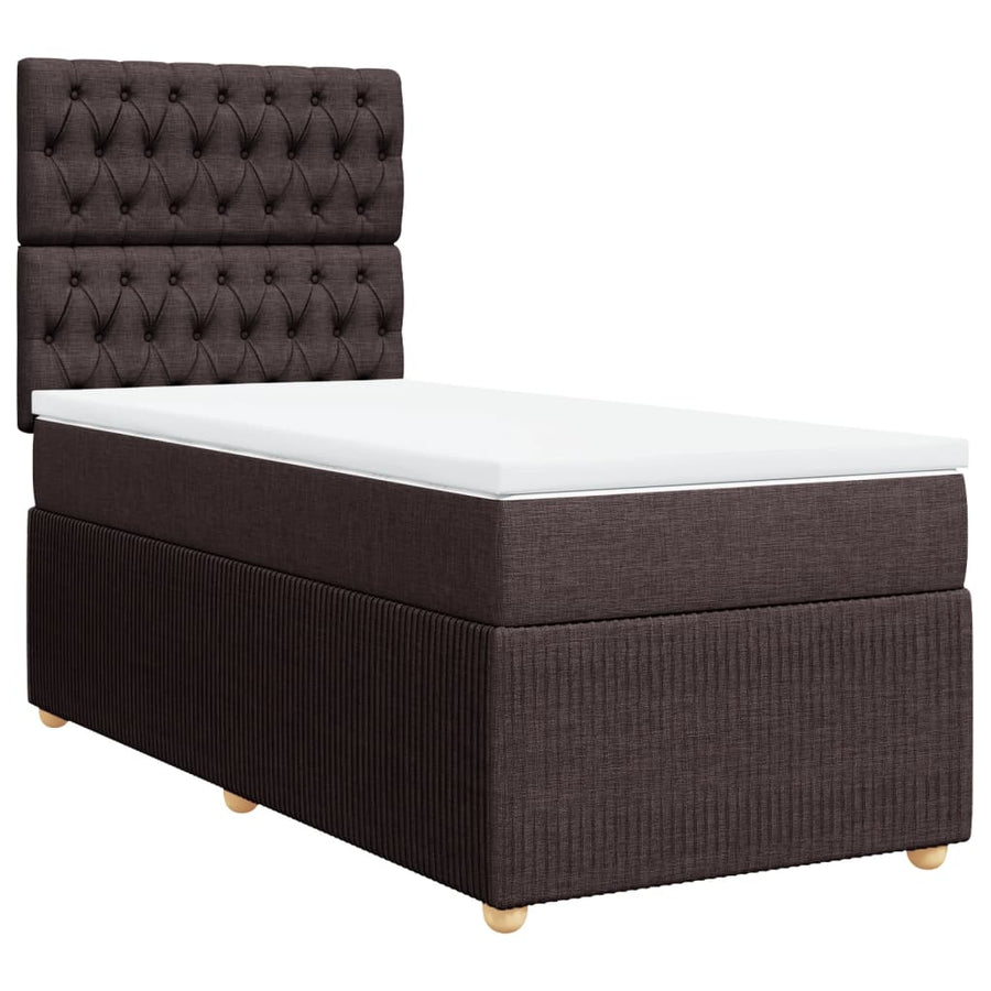 Boxspring met matras stof donkerbruin 90x200 cm