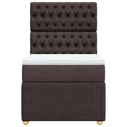 Boxspring met matras stof donkerbruin 90x200 cm