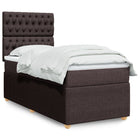 Box spring with mattress fabric dark brown 90x200 cm