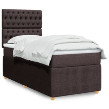 Boxspring met matras stof donkerbruin 90x200 cm