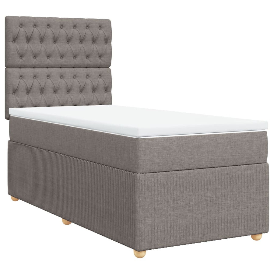 Boxspring met matras stof taupe 90x200 cm