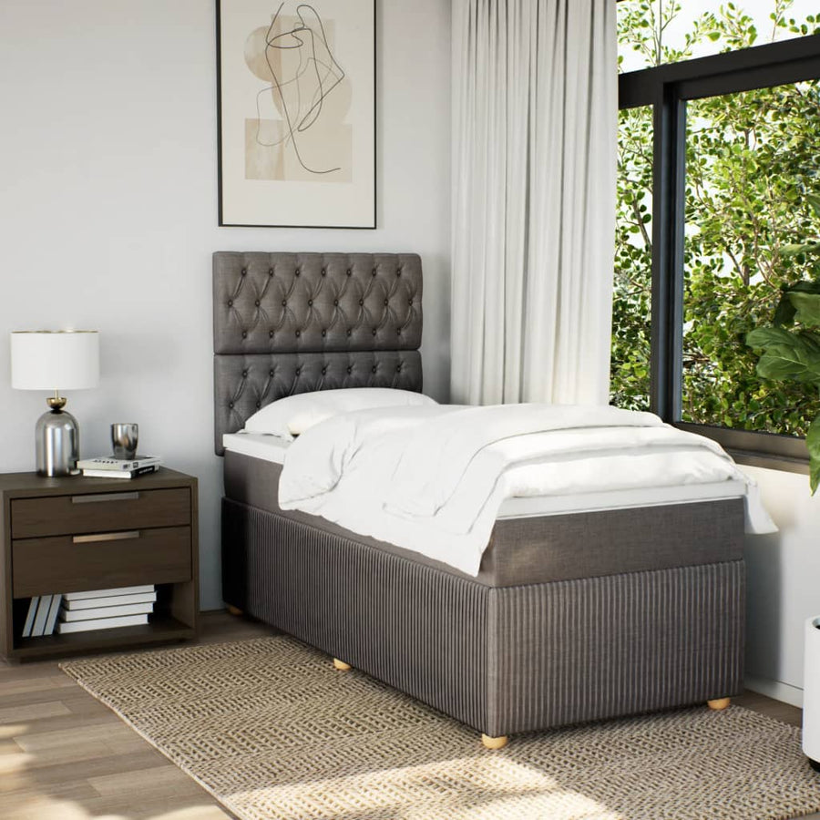 Boxspring met matras stof taupe 90x200 cm