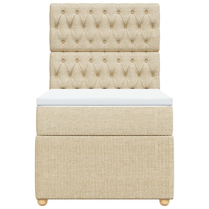 Boxspring met matras stof crèmekleurig 90x200 cm