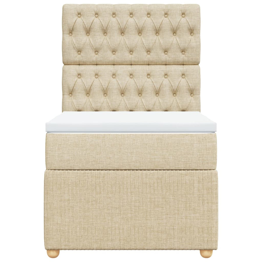 Boxspring met matras stof crèmekleurig 90x200 cm