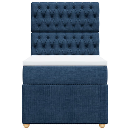 Boxspring met matras stof blauw 90x200 cm