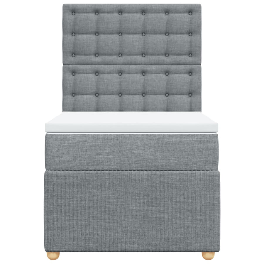 Boxspring met matras stof lichtgrijs 90x200 cm