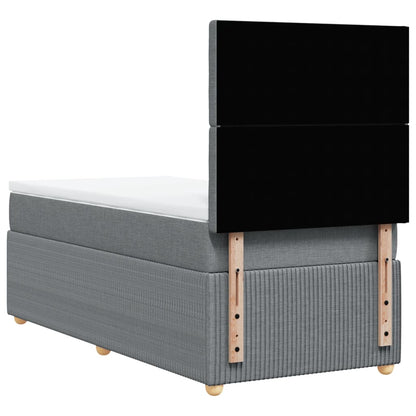 Boxspring met matras stof lichtgrijs 90x200 cm
