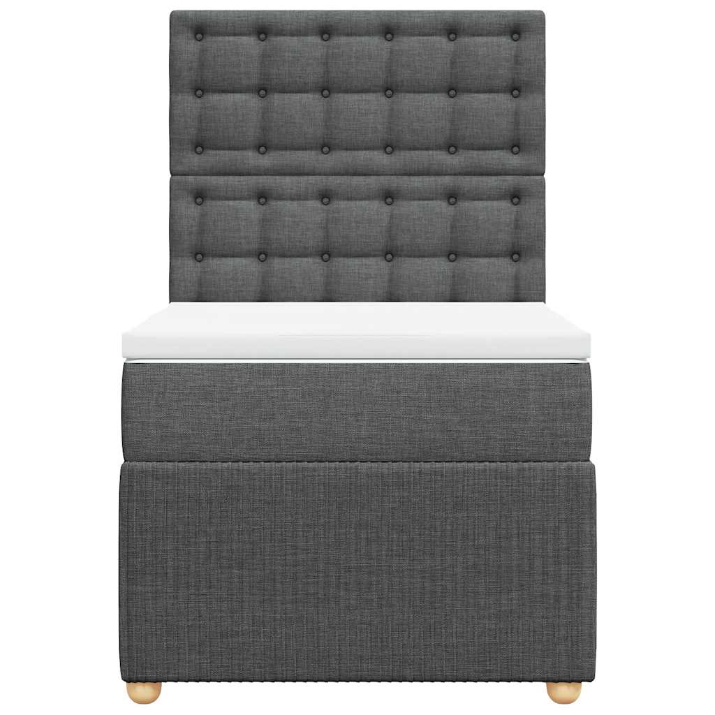 Boxspring met matras stof donkergrijs 90x200 cm