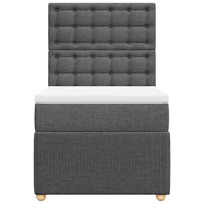 Boxspring met matras stof donkergrijs 90x200 cm