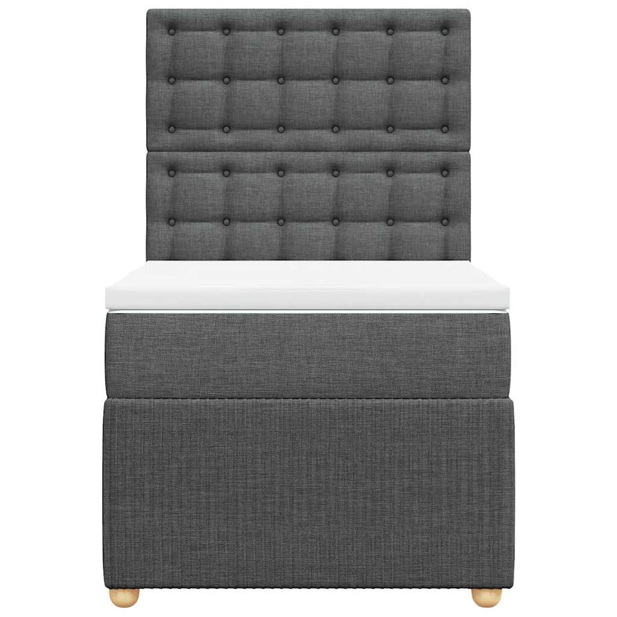 Boxspring met matras stof donkergrijs 90x200 cm