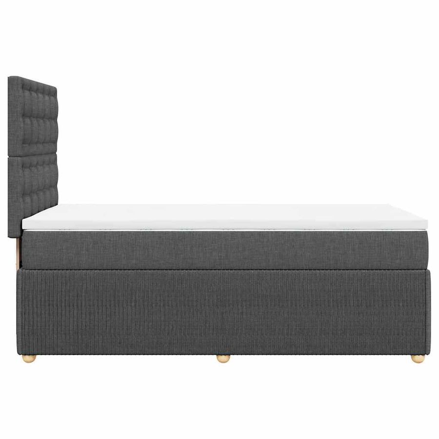 Boxspring met matras stof donkergrijs 90x200 cm