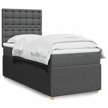 Boxspring met matras stof donkergrijs 90x200 cm