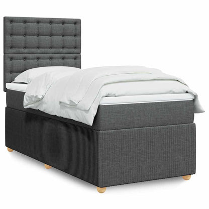 Boxspring met matras stof donkergrijs 90x200 cm