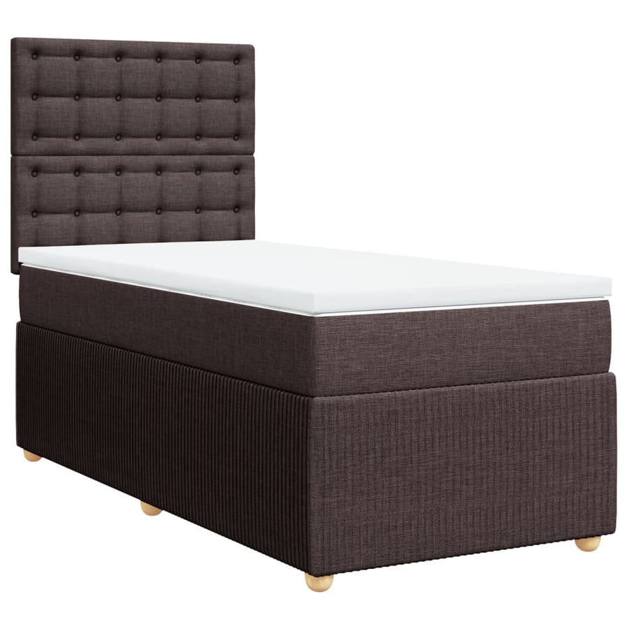Boxspring met matras stof donkerbruin 90x200 cm