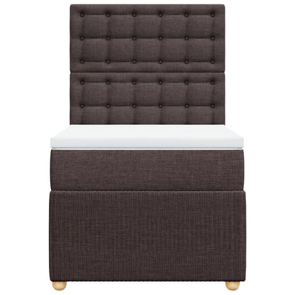 Boxspring met matras stof donkerbruin 90x200 cm