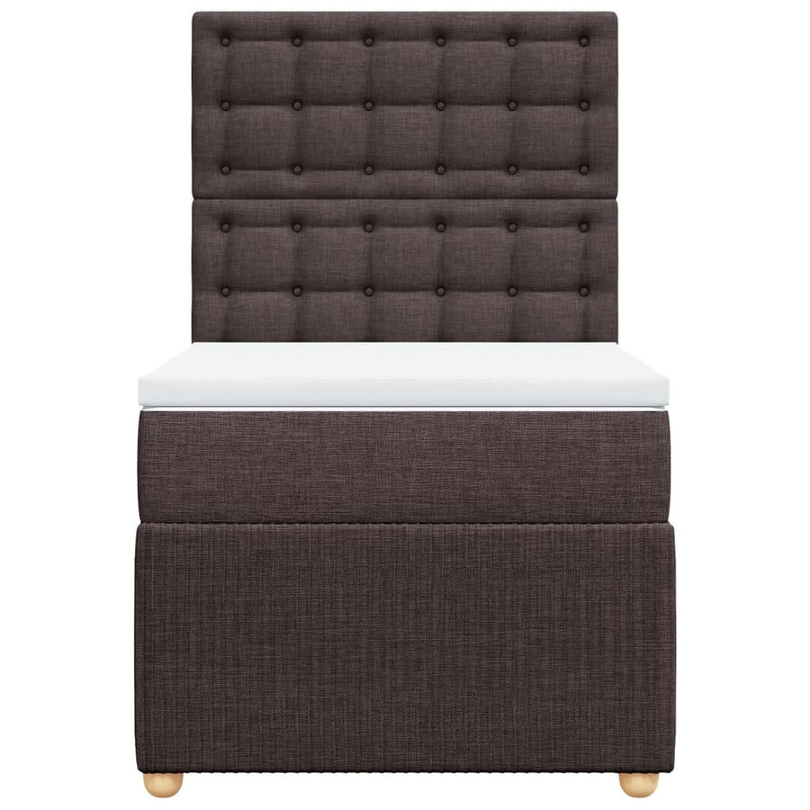 Boxspring met matras stof donkerbruin 90x200 cm