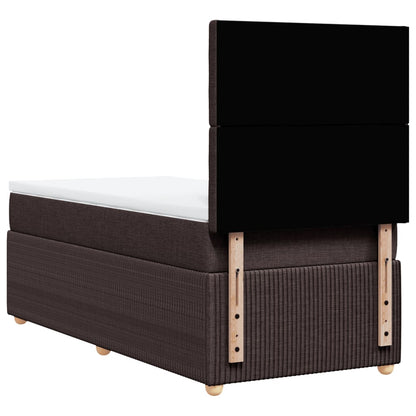 Boxspring met matras stof donkerbruin 90x200 cm
