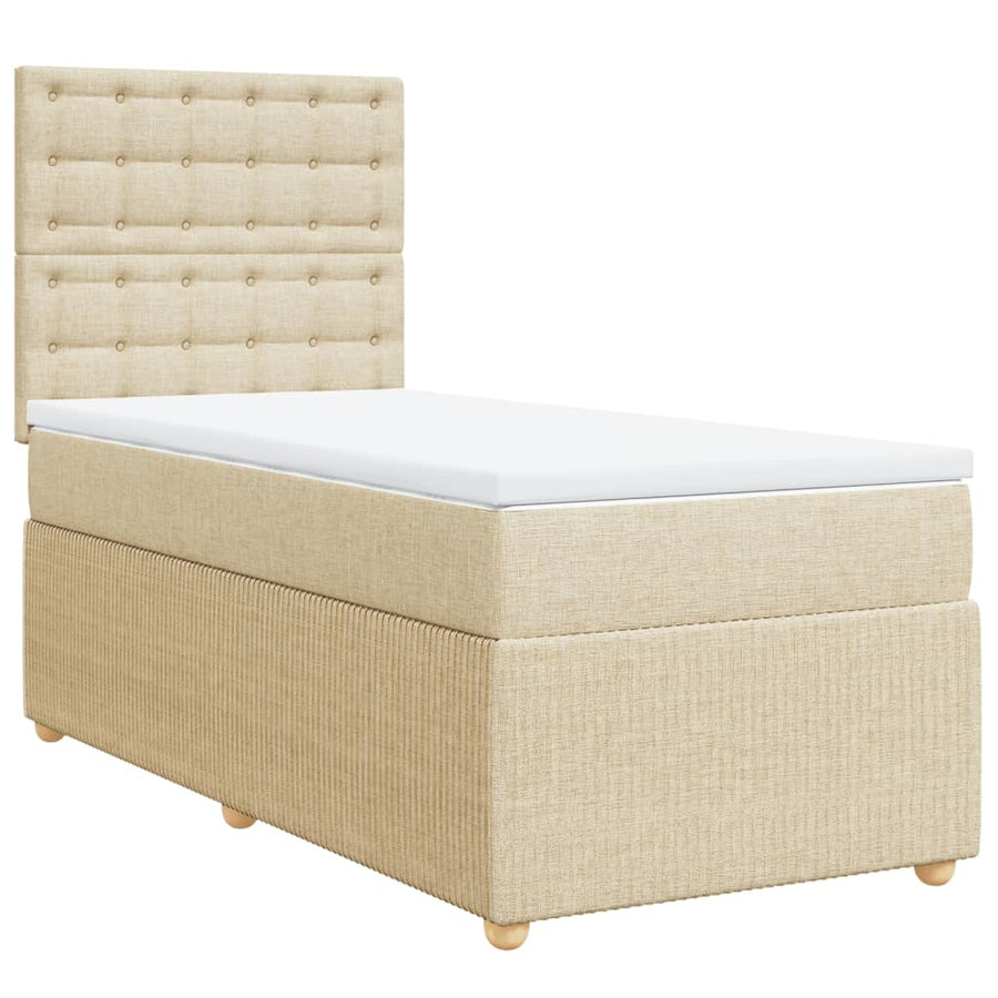 Boxspring met matras stof crèmekleurig 90x200 cm