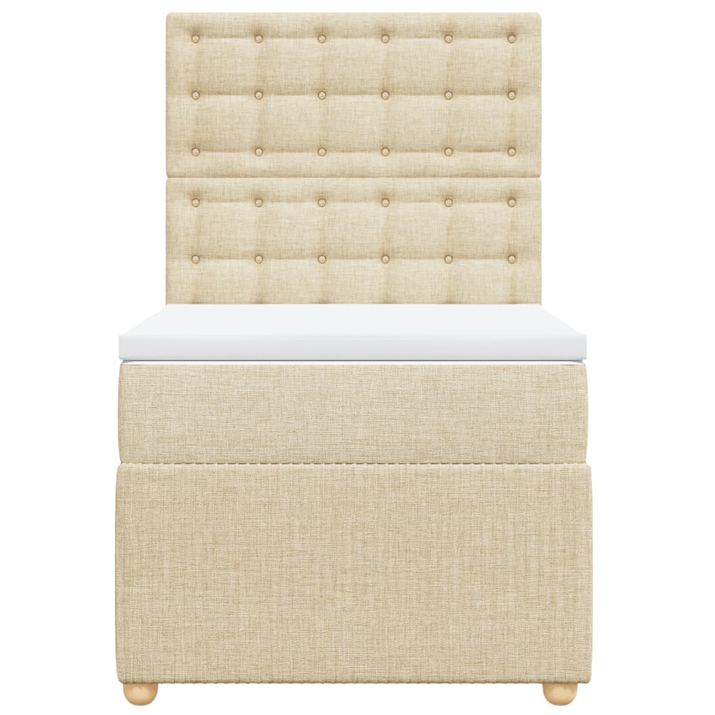 Boxspring met matras stof crèmekleurig 90x200 cm