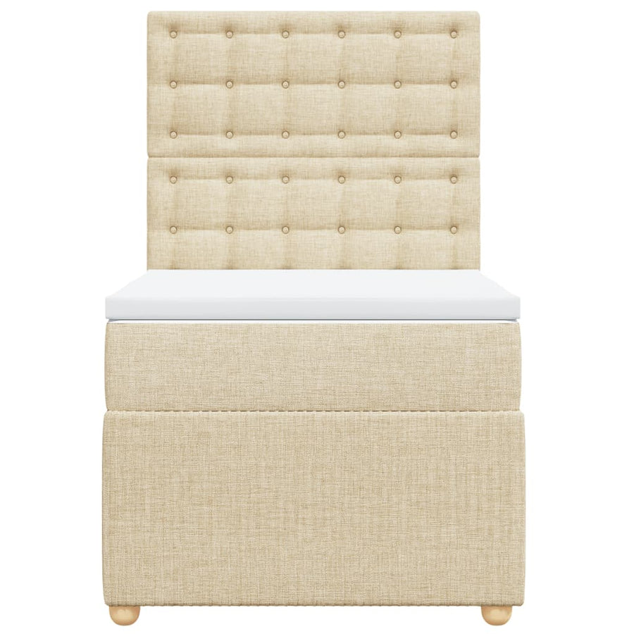 Boxspring met matras stof crèmekleurig 90x200 cm