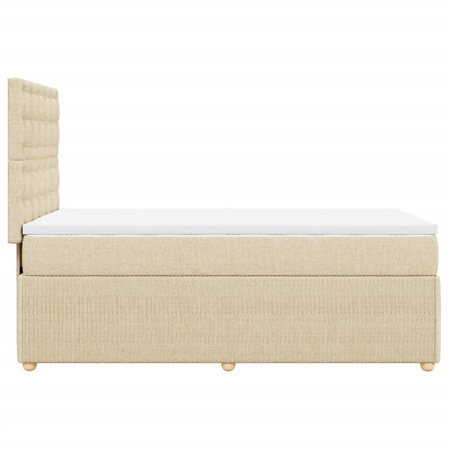 Boxspring met matras stof crèmekleurig 90x200 cm