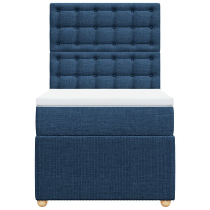 Boxspring met matras stof blauw 90x200 cm